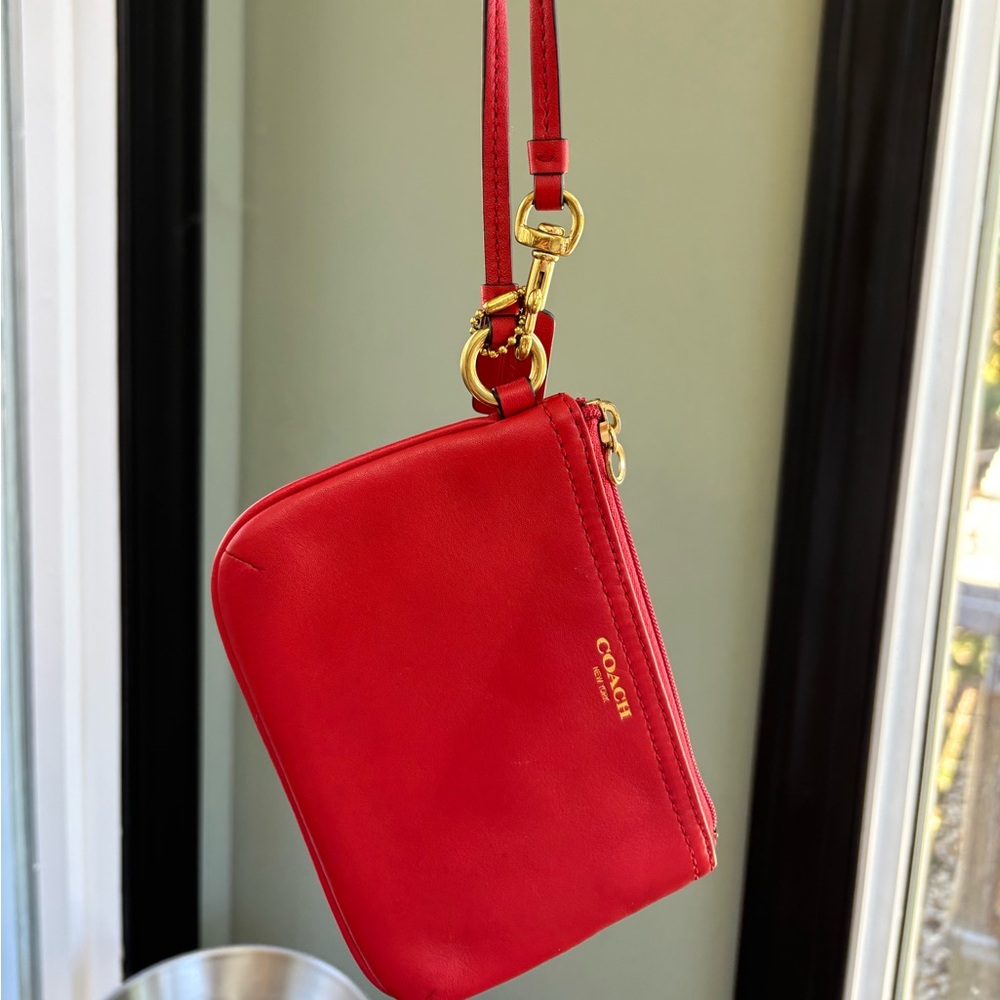 Coach red coin purse